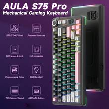 AULA Keyboard Mekanik S75 Pro dengan Desain Gradien yang Menarik, Tutup Tombol PBT dengan Cetakan Samping, Penyangga Kaki yang Dapat Diatur, PC/Mac/LinuxPBT, Layar GIF yang Dapat Diprogram, Suara Ketik yang Lembut, Bluetooth Stabil untuk Pelajar, Kantor, Pemain, dan Penggunaan Sehari-hari - View 13