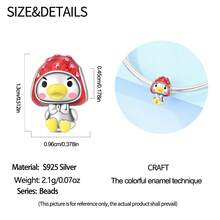 1pc Cute Cartoon Animal S925 Sterling Silver Charms, Enamel Dog Cat Fox Bear Panda Beads, DIY Bracelet Spacer Beads For Women Girl Daily Jewelry Gift - Silver - View 16