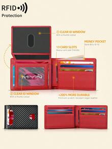 MIYIN Dompet Lipat Pria Slim RFID, Desain Minimalis dengan 2 Jendela ID dan Kantong Depan, Kapasitas Besar dengan Kantong Uang Tunai, Tipis dan Ringkas, Hadiah Ulang Tahun untuk Pria - MultiWarna - View 2