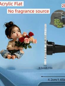 1pc Cute Pouty Girl Holding Heart Acrylic Car Air Vent Clip Decor - A - View 9