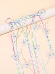 2pcs Girls Gradient-Color Hair Clips With Long Tails,Butterfly&Pearls Decor Super Fairy Hair Bows,Party Clips,Gifts For Friends,Kids Hair Accessories - Multicolor - View 5