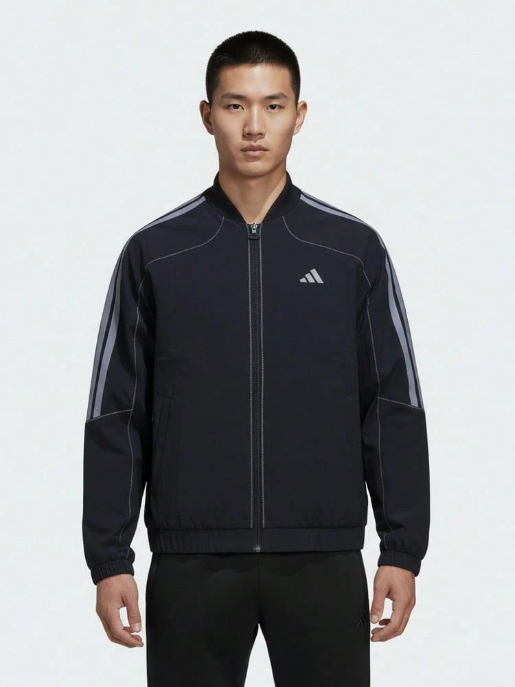 Adidas 男士 TH WOV JKT2 梭織無帽夾克 KV5947 - 黑色 - 查看 1