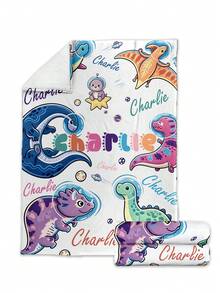 1pc Customized Name Blanket, Personalized Bed Throw, Printable Name, Personalized Throw Blanket, Cute Animal Pattern Blanket, Comfortable Blanket, Home Gift, Birthday Gift, Christmas Gift, Personalized Gift, Gift For Son/Daughter, Gift For Friend - Style 8 - View 7