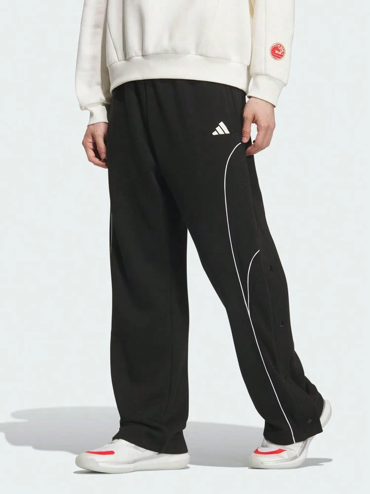 Adidas Men's Casual Striped Colorblock Pocket Loose Fit Sports Long Pants - Black - View 1
