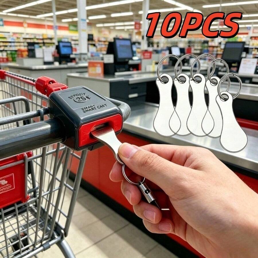 5/10PCS Multi-Function Practical Shopping Cart Tokens, Anti-Lost Keychain Trolley Remover, Portable Novelty Stainless Steel Key Ring, Suitable For Supermarket Shopping, Essential Assistant For Shoppers - Exquisite Backpack Pendant, Creative Metal Design, Key Ring, Keychain, Key Fob - A - View 1