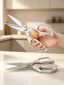 Tijeras de cocina afiladas de acero inoxidable multifuncionales, cuchillo plegable de bolsillo, juego de cuchillos, accesorios de cocina, adecuados para Acción de Gracias y Navidad, artículos esenciales para camping, almacenamiento y organización de cocina, juego de vajilla, decoración del hogar de otoño, bandeja - Multicolor - Ver 5