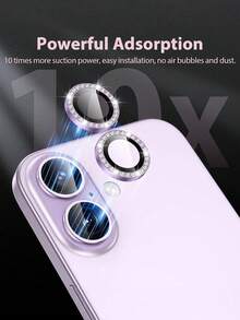 3 buah Pelindung Lensa Kamera Berlian Imitasi Warna-warni, Kompatibel dengan Apple 18 Pro/18 Pro Max/17/17Air/17pro/17promax/16/16pro/16plus/16promax/16 14 Pro 6.1 Inch/14 Pro Max 6.7 Inch, Kaca Tempered Penutup Kamera Berkilau Berlian Imitasi, Kompatibel dengan Apple 14 Pro Max/14 Pro/15/15Promax/15Pro [Sangat Pas] - Berlian Imitasi Aneka Warna - Purple - View 2