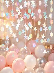 1/3/5packs Glitter Star Garland Banner Graduation Decor Star Hanging Banner Twinkle Backdrop For Party Birthday Classroom Wedding Supplies - Star-shaped Round Sequins - View 4