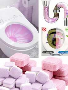 1/6/16/24/36/50pcs Purple And Pink Powerful Deodorizing Effervescent Tablets, With Odor Removal, Urine Stain Removal, Alkaline Dissolving And Rich Foam Functions, Suitable For Toilet Gaps And Other Cleaning Scenarios - Solid State - View 8