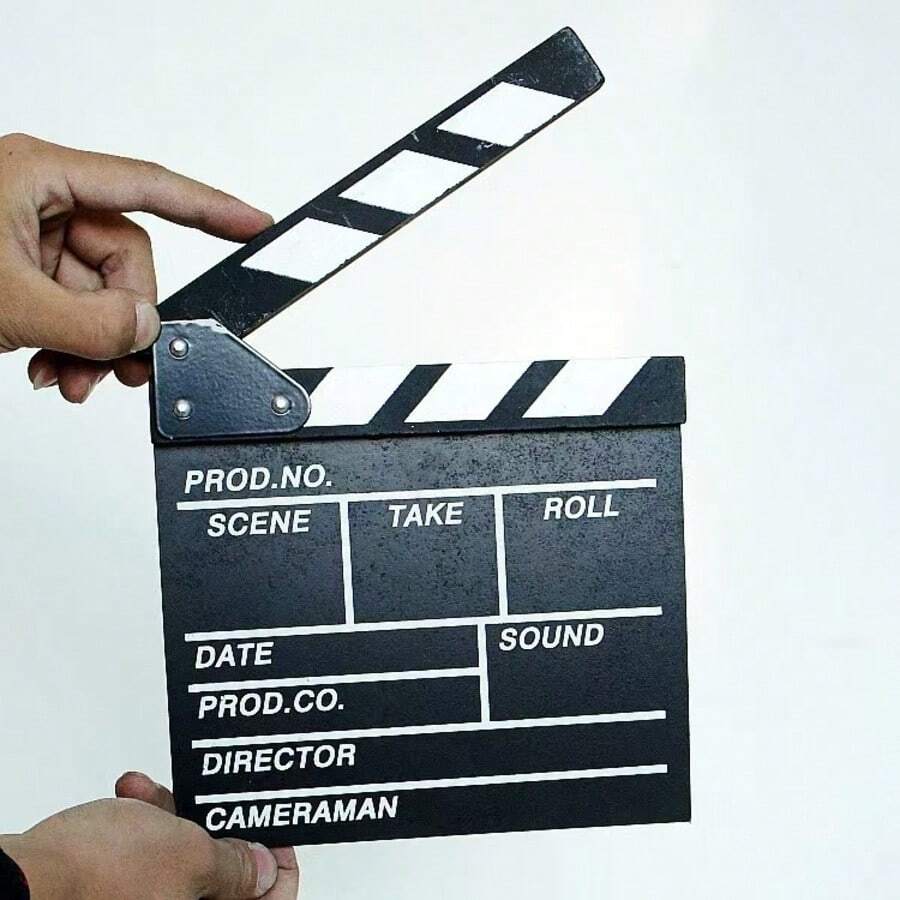 1pc Movie Film Clapperboard, Wooden Black & White Clapperboard Accessory, Director Movie Editing Action Scene Clapperboard, Creative Wall Decor - Multicolor - View 1