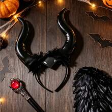3pcs/Set Halloween Devil Costume, Includes Devil Horn Headband, Black Wings And Red Ball Scepter, Suitable For Halloween Events, Theme Parties And Cosplay - Multicolor - View 10