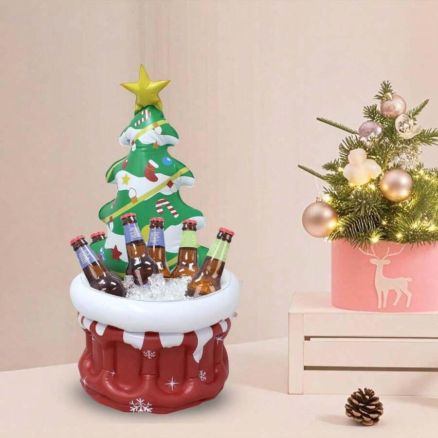 1pc Inflatable Santa Claus Cooler, Summer Cool Floating Ice Bucket For Drinks Storage, Birthday Party Supplies, Pool Accessories - Ice Bucket - View 1