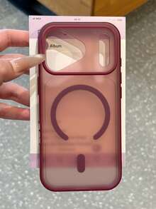 1pc Matte Magnetic Non-Slip 3D Polka Dot Semi-Transparent Phone Case, Compatible With IPhone 18 17 Pro Max 16 15 14 13 12 11 Pro Max, Full Coverage Button Transparent Wireless Charging Phone Case - Plum - View 2