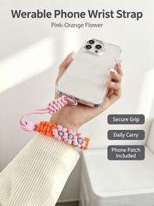 1pc Dopamine Color Handmade Woven Daisy Phone Wrist Strap, Multi-Use Bag & Key Pendant, Cute Gift For Girls - Multicolor - View 6