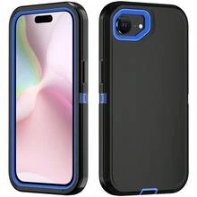 Durable Shockproof Protective Case For Phones - Black/Blue, Heavy-Duty Dual-LayercShock-Absorbing Protective Shell, With Port Dust-Proof And Scratch-Resistant, Compatible With IPhone Series, Unisex, Everyday Use - Black Blue - View 88