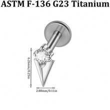 1PC Elegant G23 Solid Titanium Cross Star Waterdrop CZ Flat Labret 16G Internal Threaded Lip Nose Ear Cartilage Conch Piercing Lobe Earring Decoration - Titanium Color - View 16