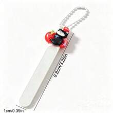 1pc Cute Black Cat Nail File With Beaded Keychain, Portable Nail Buffer Strip, Mini Manicure Nail Polishing Tool, Suitable For Travel And Daily Nail Care - Multicolor - View 10