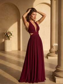 Party Dress For Bridesmaid And Graduation. - Rust Brown - View 1