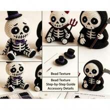 3D Beaded Skull DIY Kit 4pcs Cute Skull Pirate Skull Halloween Mini Skull Beaded Handmade Set Includes Full Accessories Beads Thread Detailed Instruction Manual Handmade Spooky Decor Adult Beginner Home Desktop Holiday Party Ornament DIY Art Craft - View 4