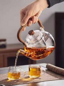 1件 1000ml/35.2oz 耐熱玻璃茶壺，附可拆卸濾網，厚底設計，適用電磁爐，適合花茶、草本茶與散裝葉茶，春季居家泡茶禮盒，適用電磁爐與茶道 - 彩色 - 查看 5