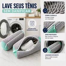 Kit 2 Sacos lavar Tenis Sapato Máquina Lavar roupas Protege não danifica Lavagem Segura Lavanderia - Visão 2