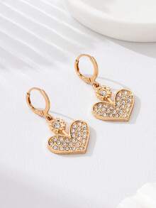 1 Pasang Anting Tusuk Berbentuk Hati untuk Wanita - Yellow Gold - View 3
