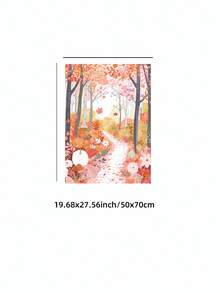 1件無框粉色秋季森林軟裝牆面藝術海報，趣味風格，適合宿舍返校禮物 - 多色 - 查看 14
