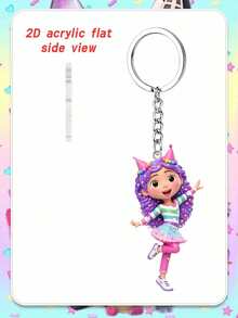 Splendor Gabby Dollhouse Cute Gabby Character Acrylic Keychain Colorful Cartoon Figure Pendant Anti-Rust Metal Key Ring Backpack Handbag Purse Charm Collectible Souvenir Birthday Gift For Cartoon Fans All Ages - Multicolor - View 4
