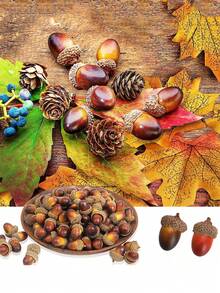 MEHELANY 20Pcs Artificial Acorns Bulk Pack, Brown Orange Fake Foam Acorns With Oak Caps, Harvest Bowl & Tray Fillers, Farmhouse Fall Thanksgiving Halloween Home Table Decor, DIY Wreath Garland Floral Craft Supplies, Autumn Wedding Scatter - Multicolor - View 2