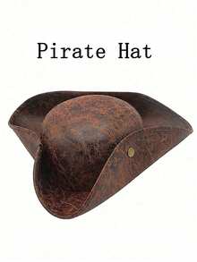 1pc Neutral Brown Sailor Pirate Tricorne Hat, Fashion Captain Hat, Performance Costume, Fun Cosplay Prop For Masquerade Halloween - Multicolor - View 2