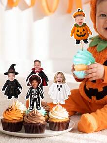 Customize Your Own Photo Halloween Cake Decorations With Customizable Face Designs. These Halloween Costume Decorations Are Perfect For Halloween Parties, Halloween Decorations, Halloween Birthday Parties, And Holiday Party Dessert Supplies. - Multicolor 1 - View 5