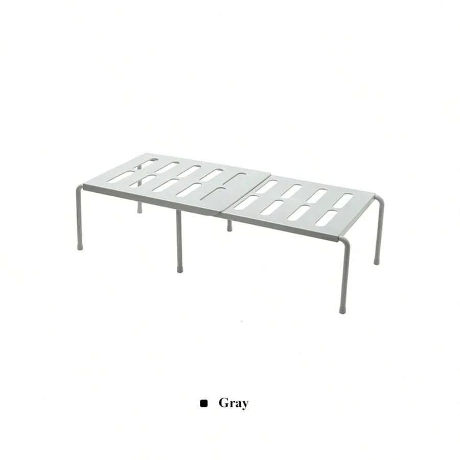 Prateleira Organizadora Extensível Multiuso  para Utensílios de Cozinha Suporte para Temperos/Sapatos/Utensílios - Cinza - Visão 1