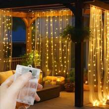 1pc Battery Powered LED Curtain String Lights For Wedding Indoor Decor, Home Curtain Decoration, Holiday Party Background Decorative Lights - Battery Box Curtain Light - View 16