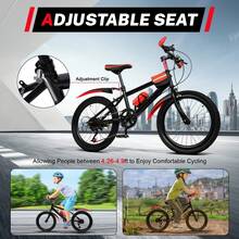 OUKANING 20 Inch 7 Speed Mountain Bike, Carbon Steel Frame Front Caliper & Rear V Brake Bicycle With  Adjustable Seat For Outdoor Rough Terrain Riding - Red - View 1