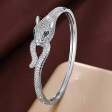 1pc Animal Mouth Biting Tail Design Cubic Zirconia Inlaid Women's Bracelet - Multicolor - View 2