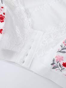 QUASTI Women's Plus Size Underwire Bra, Elasticity To Gather And Lift The Chest, Front Buckle Design For Comfortable Fit, Exquisite Mesh Lace Printed Bra - White - View 5