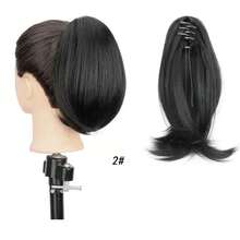 Short Layered Flip Ends Claw Clip Ponytail Hair Extension, Straight Synthetic Fake Ponytail Wig, Easy Wear Hair Accessory For Office Daily Styling - Multicolor - View 8