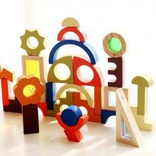 Montessori Wooden Building Blocks Toy, Colorful Creative Shape Puzzle Set, STEM Learning Construction Blocks, Suitable For Boys And Girls - Multicolor - View 8