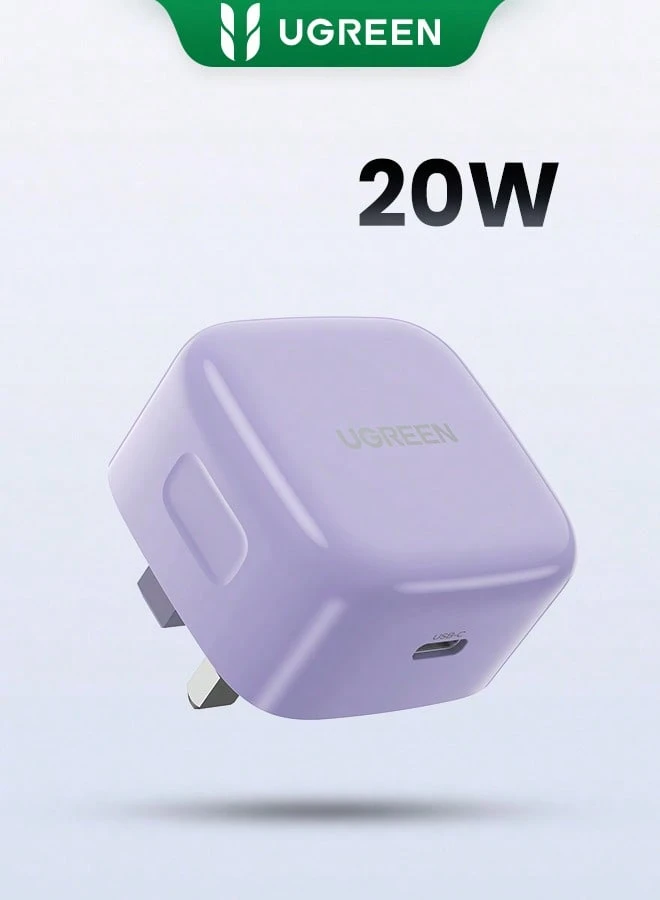 UGREEN Fast Charging Solid Color Wall Charger 20W Single C-Type Charger UK Plug Purple Spring Gift - View 1