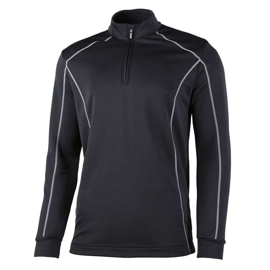 Rhino Mens Seville 1/4 Zip Midlayer Sports Top/Long Sleeved Tee - Black - View 1