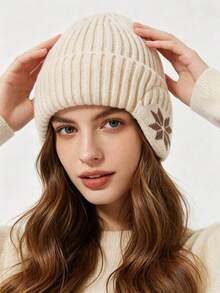 1pc Unisex Winter Warm Knitted Fleece Hat, Windproof Warm Outdoor Sports Hat, Solid Color, Suitable For Cold Weather; Casual, Elegant, Vintage Style, Suitable For Travel, Work, Daily Wear, Halloween, Autumn/Winter - A - View 4