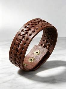 1pc Minimalist Vintage Woven Bracelet, Men's Daily Casual Wear, Exquisite Bracelet Gift For Men - Brown - View 6