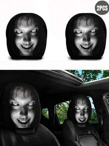 Halloween Themed Car Headrest Cover, Fun Car Interior Decor Fits Multiple Car Models, 2 Packs Car Neck Pillow Covers, Washable, Easy To Install, No Insert, Portable & Dust Proof, Suitable For Travel & Daily Commute, Ideal For Car Enthusiasts - Multicolor - View 9