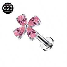 1pc G23 Titanium Internal Thread 1.0/1.2mm Butterfly, Flower, Heart, Cross Shaped Stud Earring Cartilage Piercing Jewelry Suitable For Women's Daily Wear - Pink - View 38