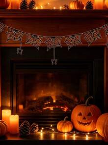 1 cái băng rôn trang trí mạng nhện Halloween, thiết kế mạng nhện, phù hợp trang trí Halloween, trang trí nhà cửa, phòng ngủ, tường, lò sưởi và làm phông nền chụp ảnh - Một kích cỡ phù hợp cho tất cả - Xem 5