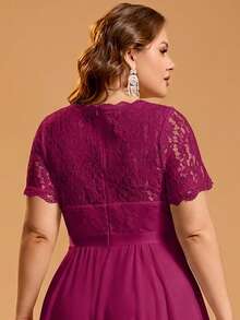 Women Plus Elegant Flowy Chiffon Bridesmaid Dress Maid Of Honor Graduation Party Dresses Homecoming Date Night Out Wedding Guest - Red Violet - View 8