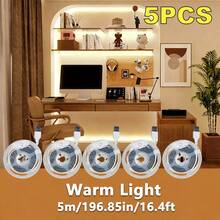 5pcs/3pcs/1pc, LED Light Strip With Switch, USB Powered Flexible Ceiling Light Strip With Button Switch, Warm White/White Light, Drill-Free Linear Light Strip Suitable For TV Backlight And Home Decor, Perfect For Weddings, Halloween, Christmas, Parties And More - White - View 40