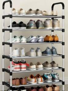 1 buah Rak Sepatu Berdiri Bebas Bertingkat, Mudah Dirakit, Hemat Ruang, Cocok untuk Pintu Masuk, Lorong, Kamar Tidur, Kantor, Perabot Penyimpanan Ideal untuk Apartemen dan Rumah Sewa, Dekorasi Rumah - Hitam - View 12