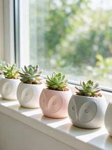 3D Printed 3pcs Creative Succulent Planters, Cute Owl Shaped Plant Pots, Mini Desktop Flower & Herb Planting Containers, Office Desk Greenery Decor - Owl - View 5