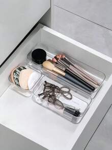 11/10/8/4/3pcs Drawer Storage Boxes, Transparent Cosmetic Desktop Organizer, 4 Sizes, Household Small Item Storage, Storage Accessories - Clear - View 8